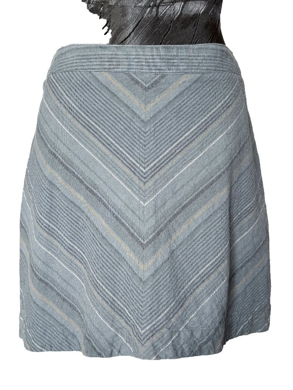 FREE PEOPLE Yours Truly Chevron Mini Skirt Grey Blue Boho